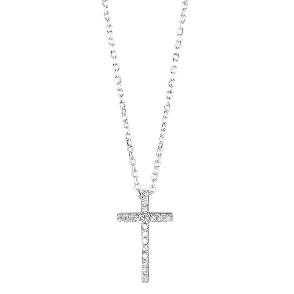 Collier Argent Zircone Rhodié Croix 40-43 cm