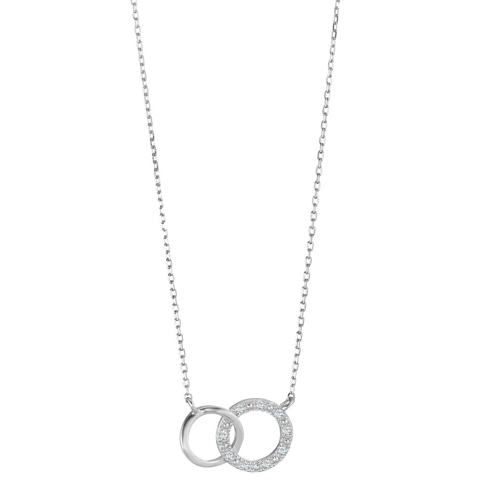 Collier Or blanc 9K Diamant 0.035 ct, 9 Pierres, w-pi1 38-42 cm