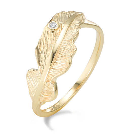 Bague Or jaune 9K Zircone Plume