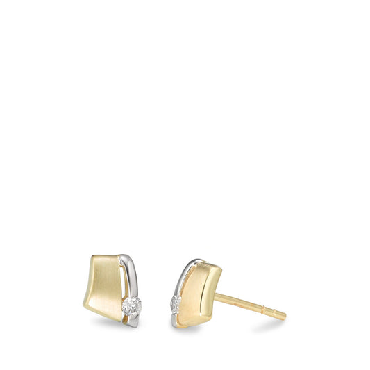 Clous d'oreilles Or jaune 9K Zircone 2 Pierres