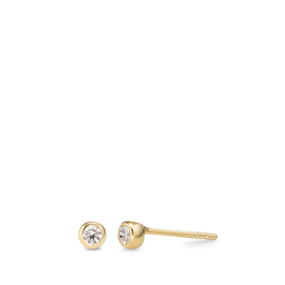 Clous d'oreilles Or jaune 9K Zircone 2 Pierres Ø3.5 mm