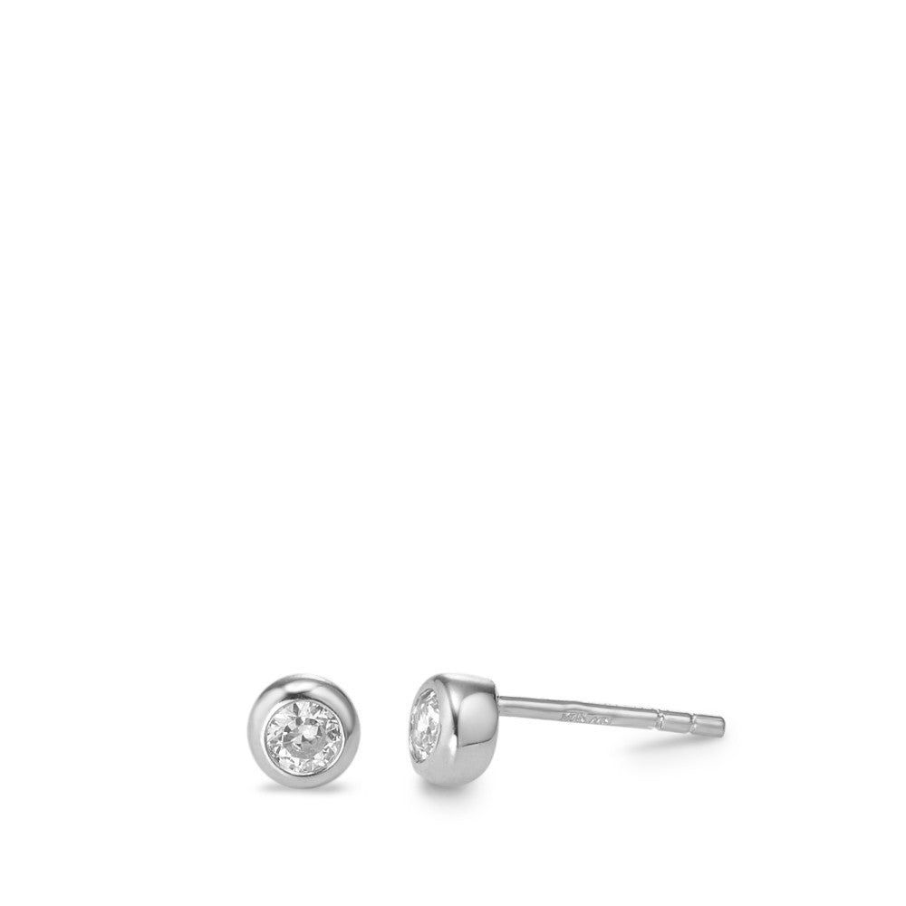 Clous d'oreilles Or blanc 9K Zircone 2 Pierres Ø4.5 mm