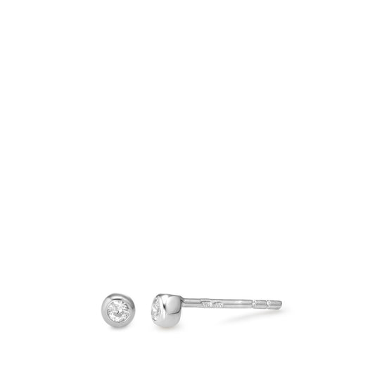 Clous d'oreilles Or blanc 9K Zircone 2 Pierres Ø3.3 mm