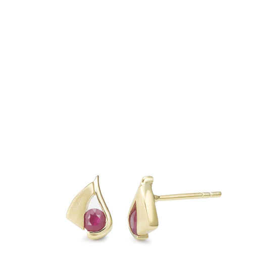 Clous d'oreilles Or jaune 9K Rubis 2 Pierres