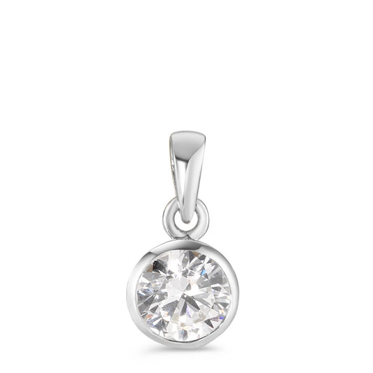 Pendentif Argent Zircone blanc Rhodié Ø7.5 mm