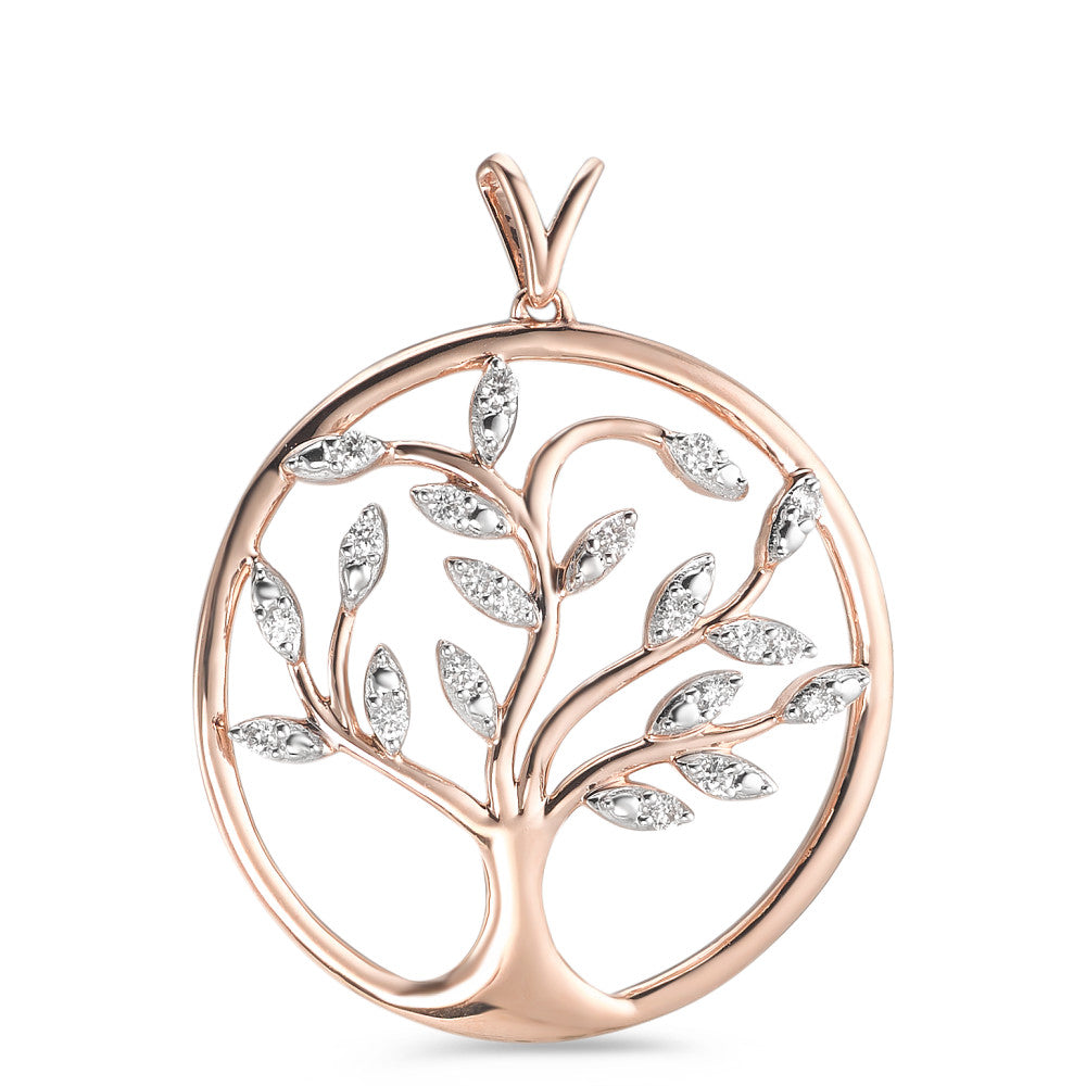 Pendentif Or rouge 9K Diamant 0.14 ct, 35 Pierres, w-pi3 Arbre de la vie Ø25 mm