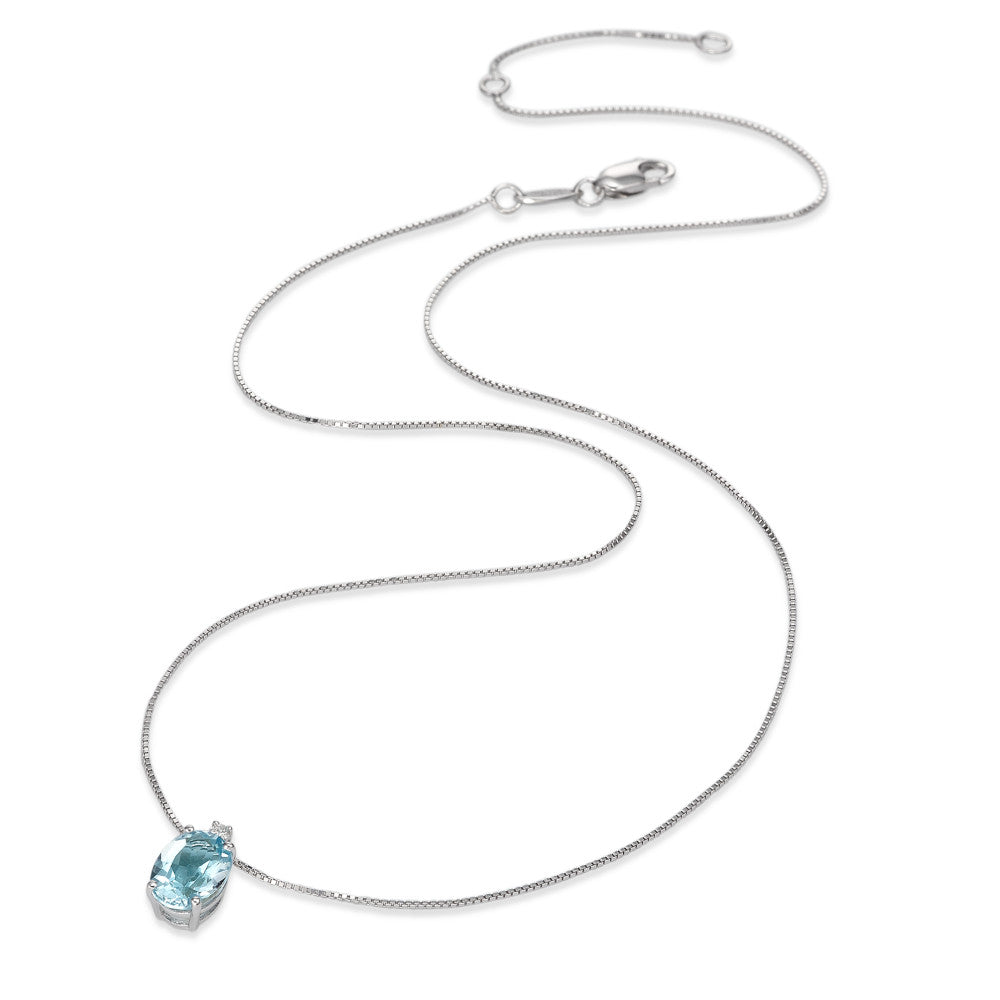 Collier Or blanc 18K Topaze 0.02 ct, 2 Pierres, w-si 39-42 cm