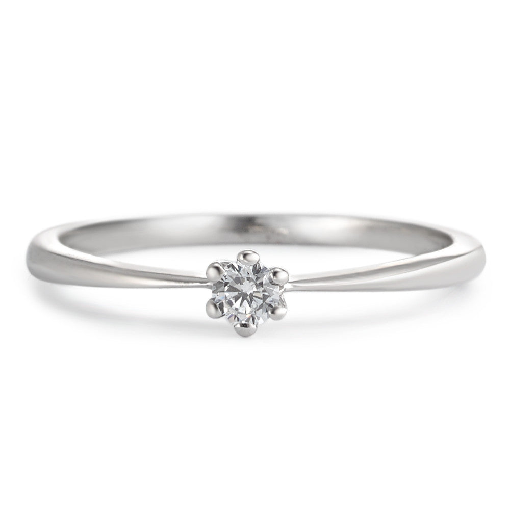 Bague solitaire Argent Zircone Rhodié