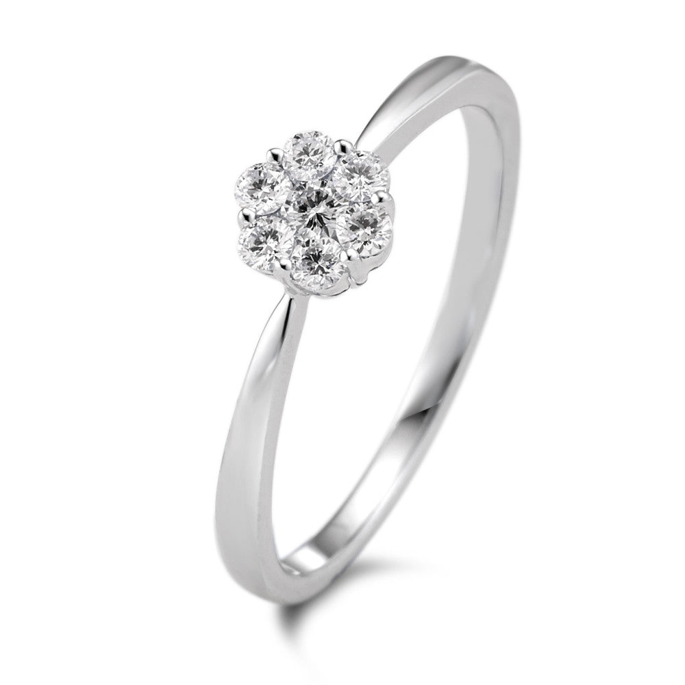 Bague Or blanc 9K Diamant 0.18 ct, 7 Pierres, w-si