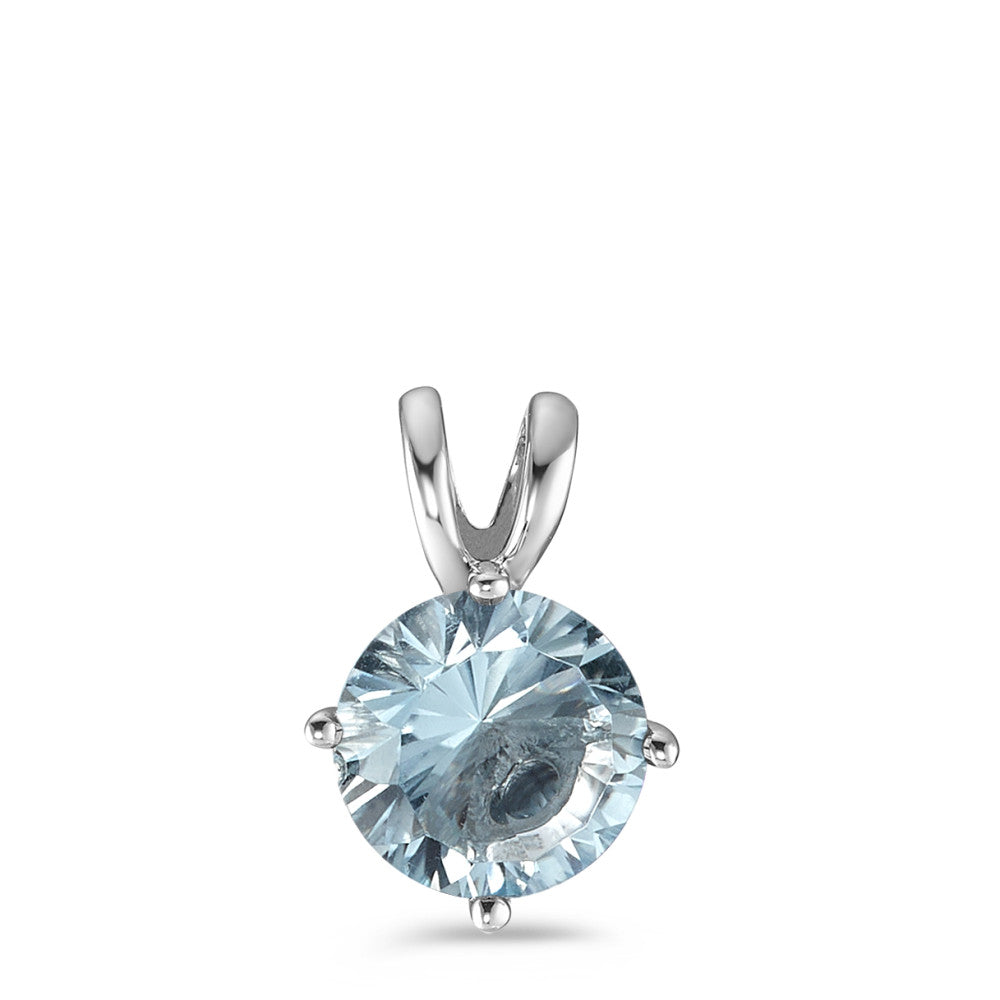 Pendentif Argent Quartz aqua Rhodié Ø10 mm