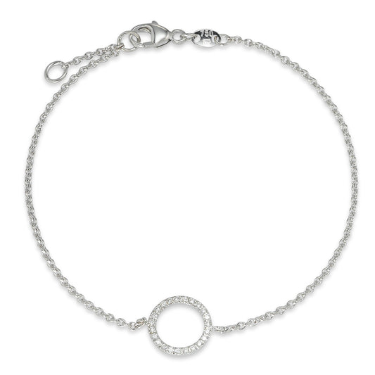 Bracelet Or blanc 18K Diamant 0.115 ct, 23 Pierres, w-si 17-18 cm Ø10 mm