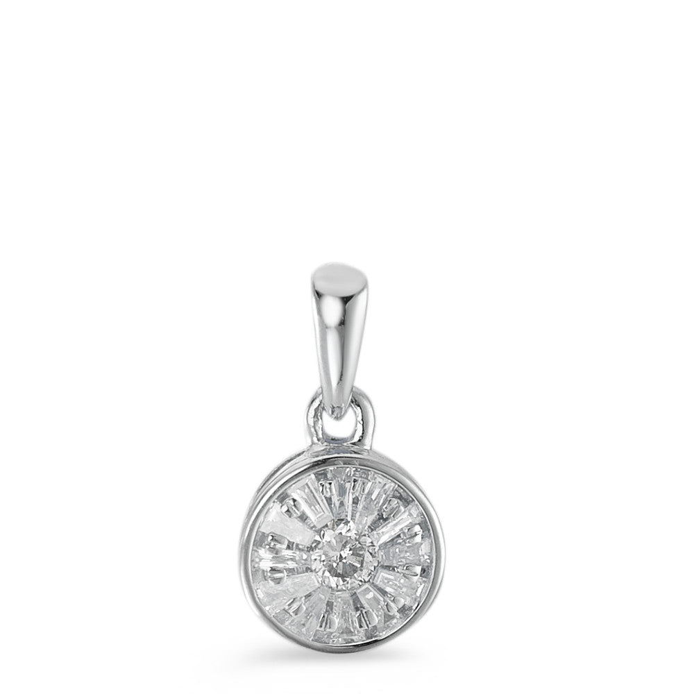 Pendentif Or blanc 18K Diamant 0.15 ct, 13 Pierres, w-si Ø6.5 mm