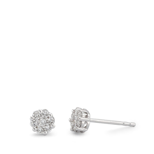 Clous d'oreilles Or blanc 18K Diamant 0.15 ct, 14 Pierres, w-si Ø4 mm