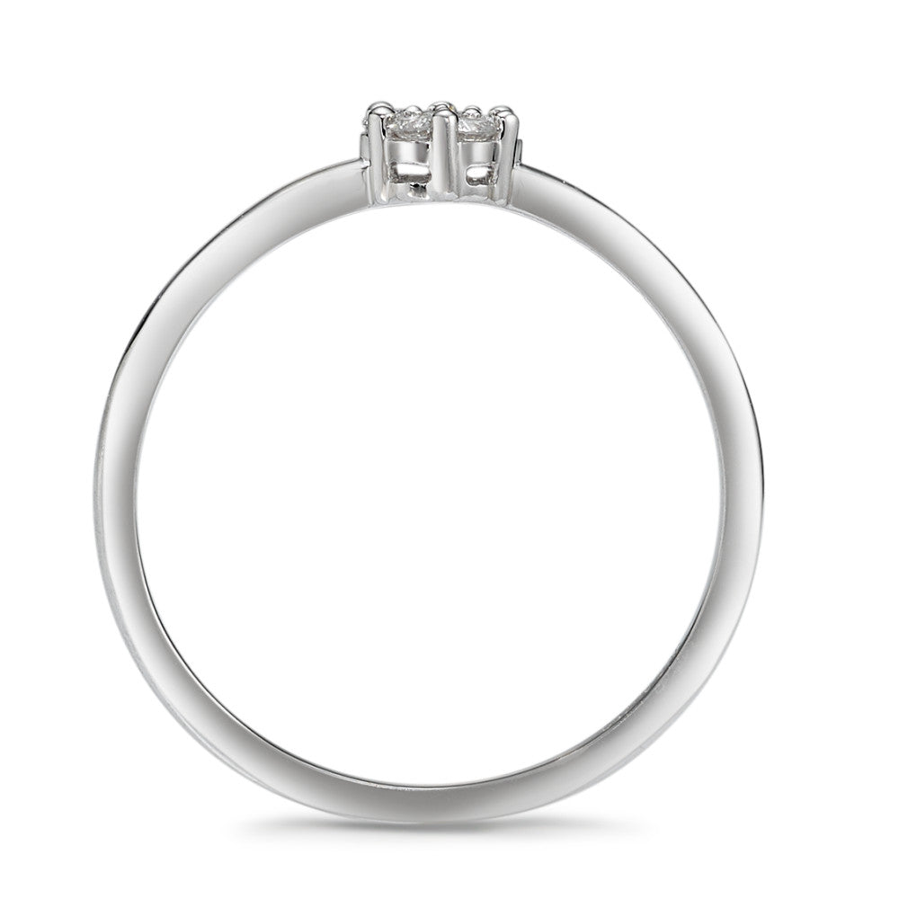 Bague solitaire Or blanc 18K Diamant 0.10 ct, 7 Pierres, w-si