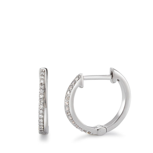 Créoles à charnières Or blanc 18K Diamant 0.08 ct, 28 Pierres, w-si