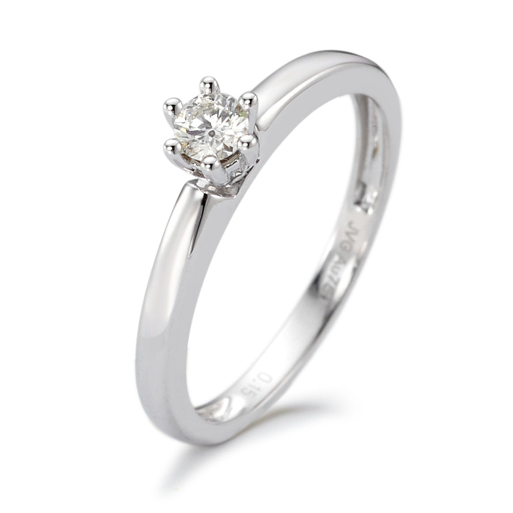 Bague solitaire Or blanc 18K Diamant 0.15 ct, w-si