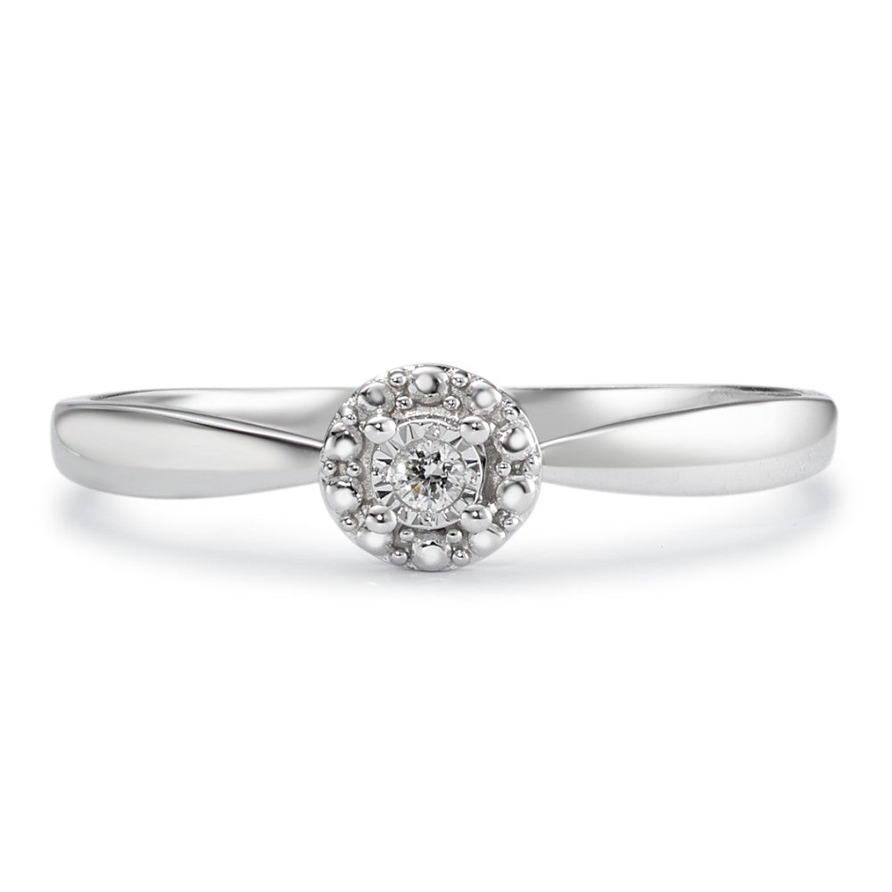 Bague solitaire Or blanc 18K Diamant 0.02 ct, w-si