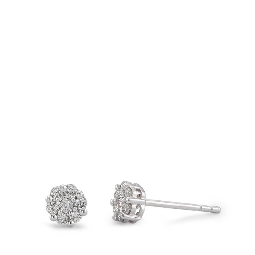 Clous d'oreilles Or blanc 18K Diamant 0.25 ct, 18 Pierres, w-si Ø5 mm