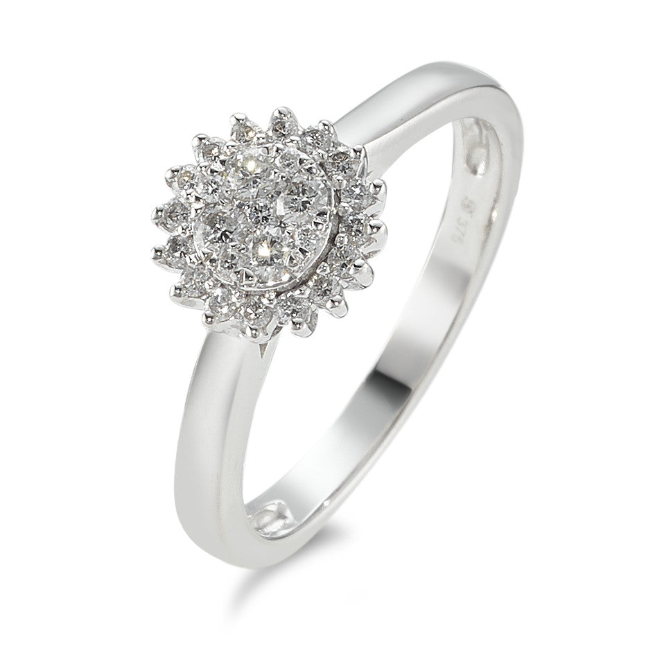 Bague Or blanc 9K Diamant 0.30 ct, 25 Pierres, w-pi3