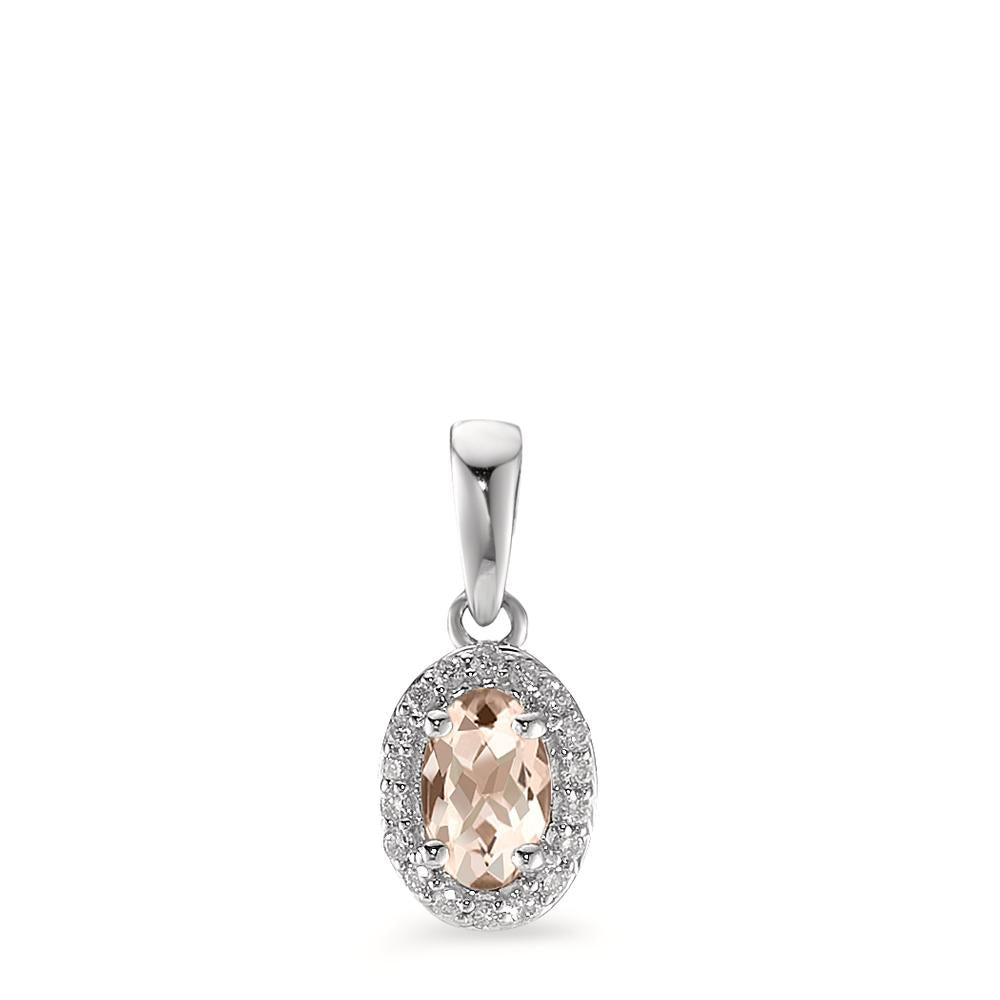 Pendentif Or blanc 9K Morganite champagne, 0.36 ct, ovale, Diamant blanc, 0.06 ct, 18 Pierres, w-pi3