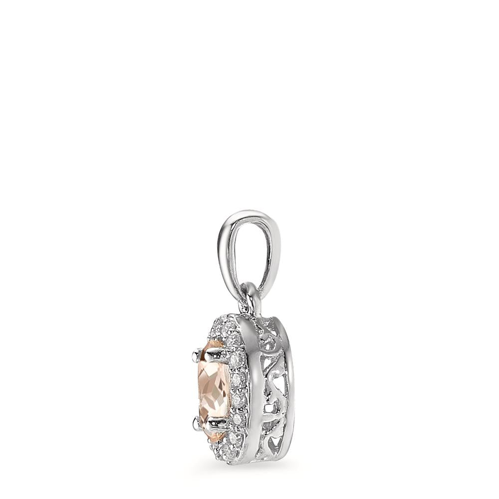 Pendentif Or blanc 9K Morganite champagne, 0.36 ct, ovale, Diamant blanc, 0.06 ct, 18 Pierres, w-pi3