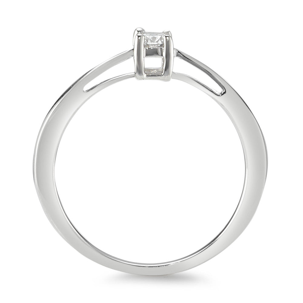 Bague solitaire Or blanc 18K Diamant 0.10 ct, w-si