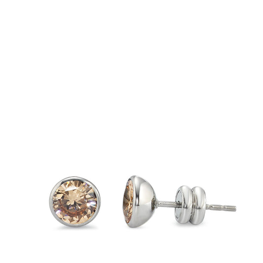 Clous d'oreilles Acier inoxydable Zircone champagne Ø6.5 mm