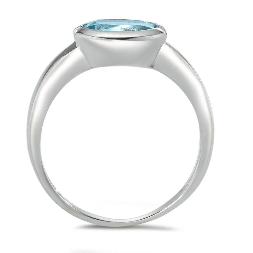 Bague Or blanc 18K Topaze bleu