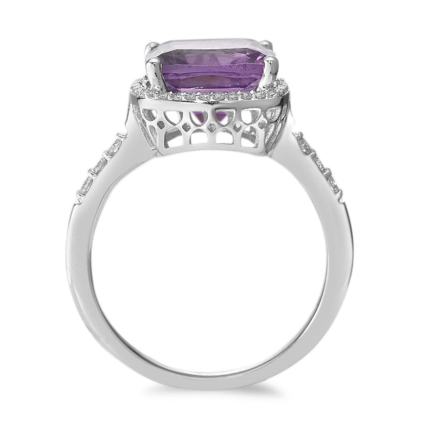 Bague Or blanc 18K Améthyste violet, Diamant blanc, 0.20 ct, 42 Pierres, w-pi3 Ø11 mm