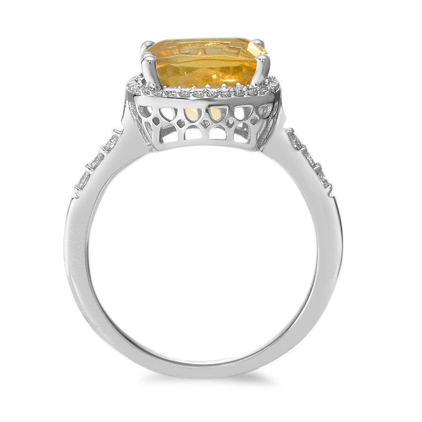 Bague Or blanc 18K Citrine doré, Diamant blanc, 0.20 ct, 42 Pierres, w-pi3 Ø11 mm