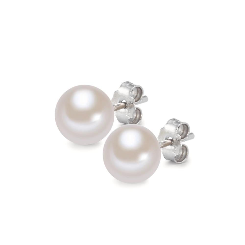 Clous d'oreilles Or blanc 18K perle d'eau douce