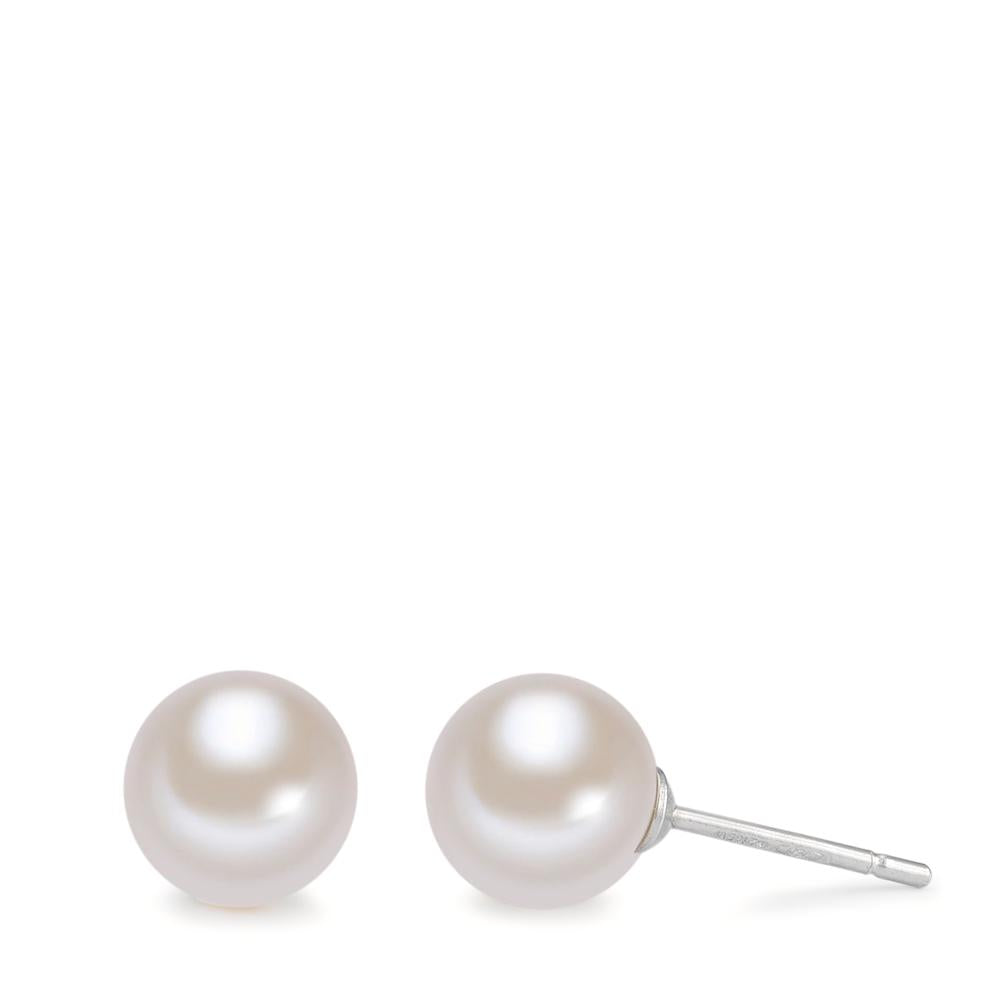 Clous d'oreilles Or blanc 18K perle d'eau douce