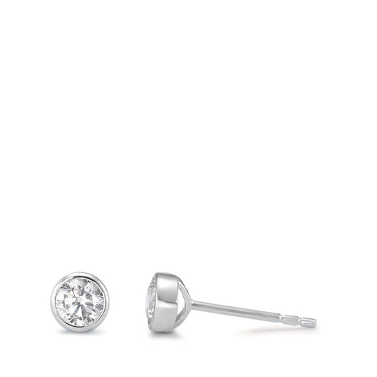 Clous d'oreilles Or blanc 18K Zircone 2 Pierres Ø4.5 mm