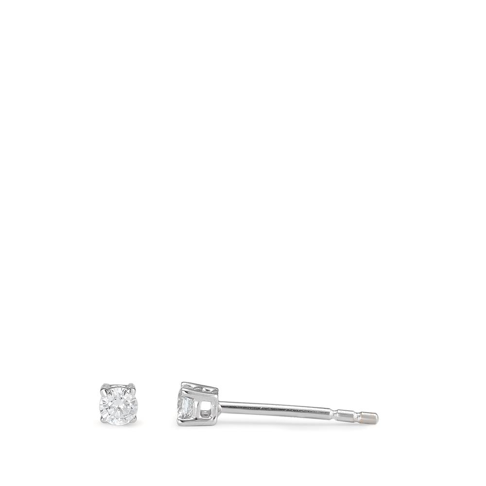 Clous d'oreilles Or blanc 18K Zircone 2 Pierres Ø2.5 mm