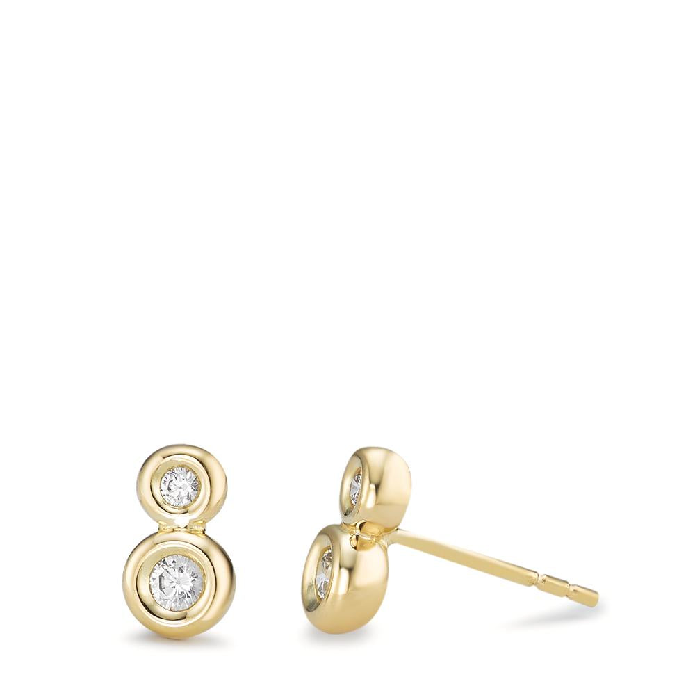 Clous d'oreilles Or jaune 18K Zircone 4 Pierres