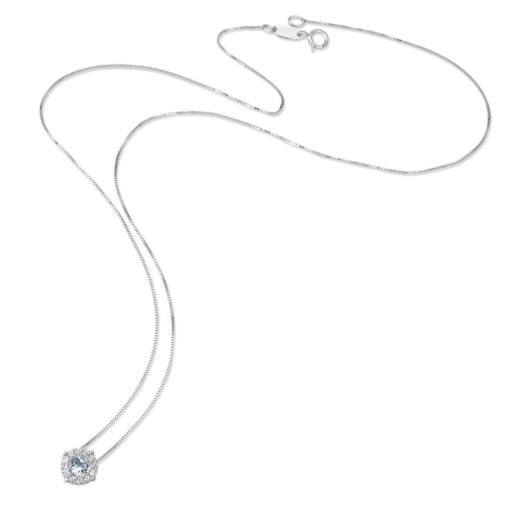 Collier Or blanc 18K Topaze bleu 42 cm