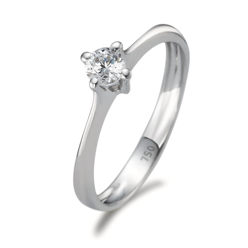 Bague solitaire Or blanc 18K Zircone