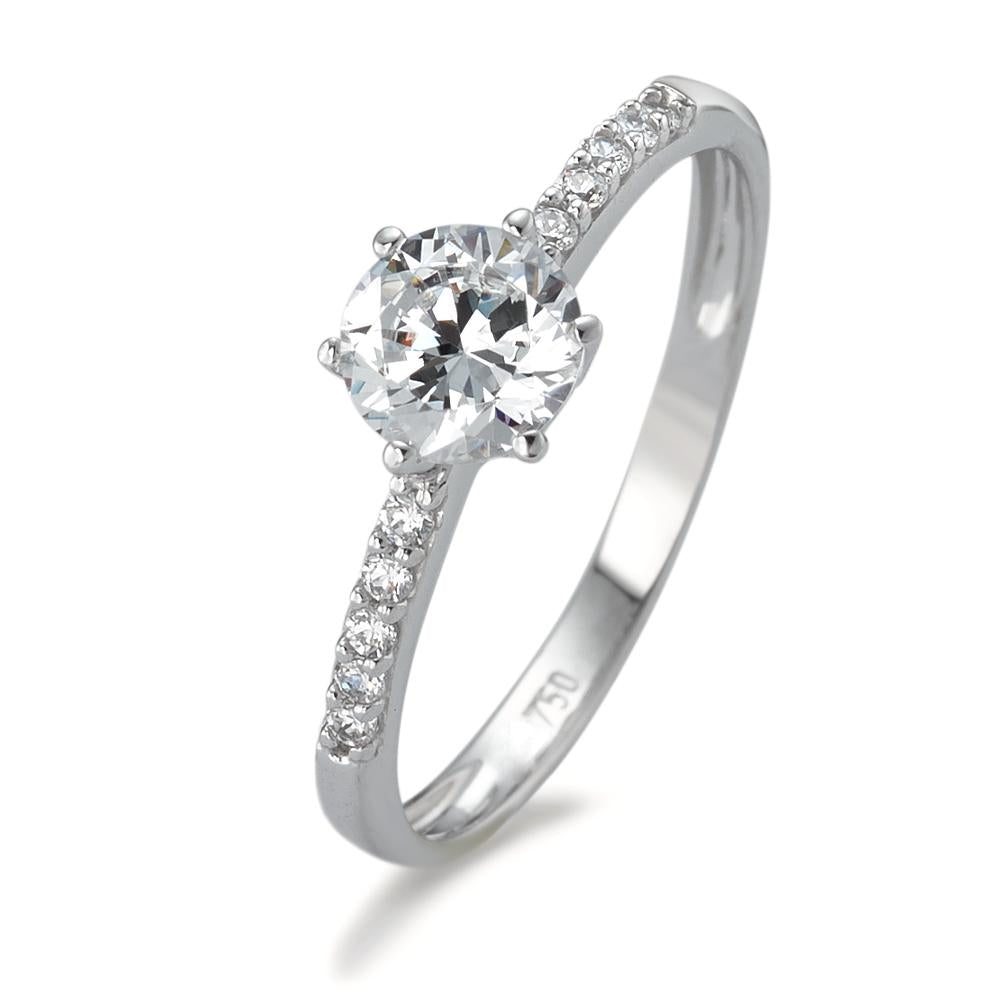 Bague solitaire Or blanc 18K Zircone