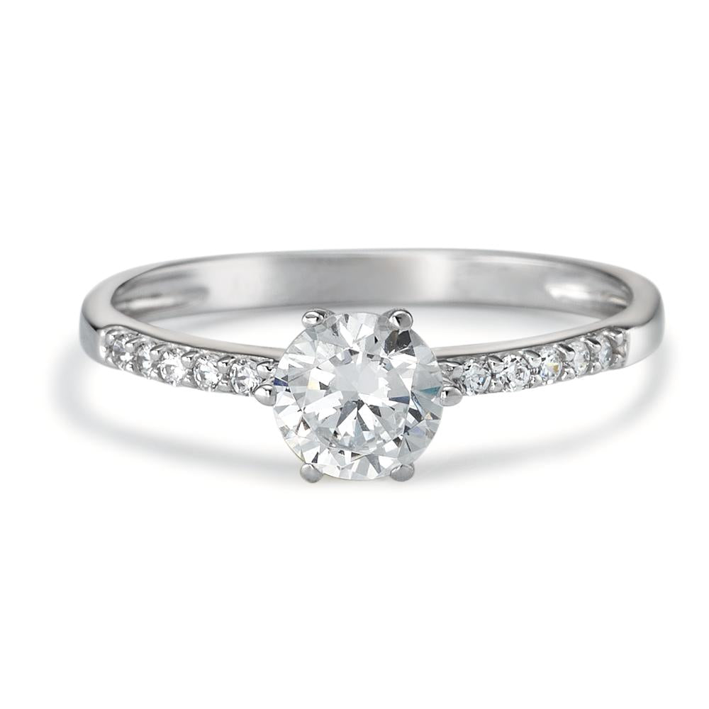 Bague solitaire Or blanc 18K Zircone