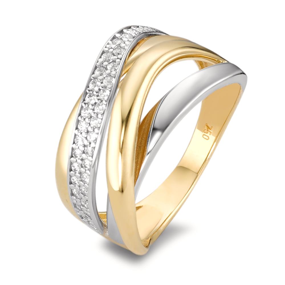 Bague Or jaune 18K, Or blanc 18K Zircone