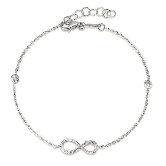 Bracelet Or blanc 18K Zircone 10 Pierres Infini 16.5-18.5 cm