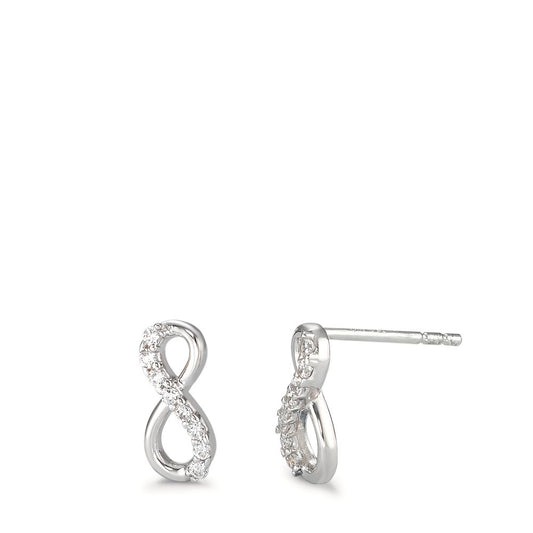 Clous d'oreilles Or blanc 18K Zircone 16 Pierres Infini