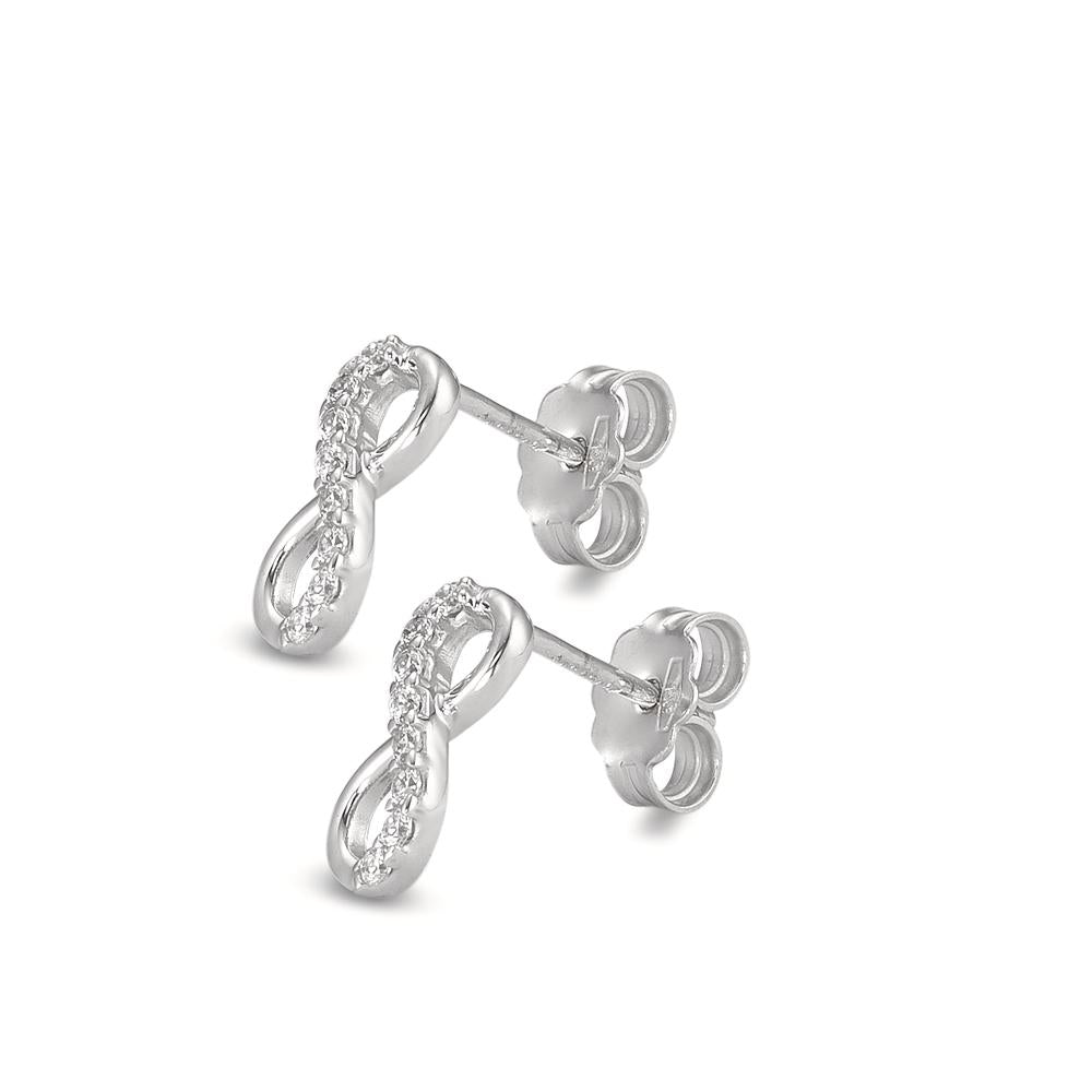 Clous d'oreilles Or blanc 18K Zircone 16 Pierres Infini