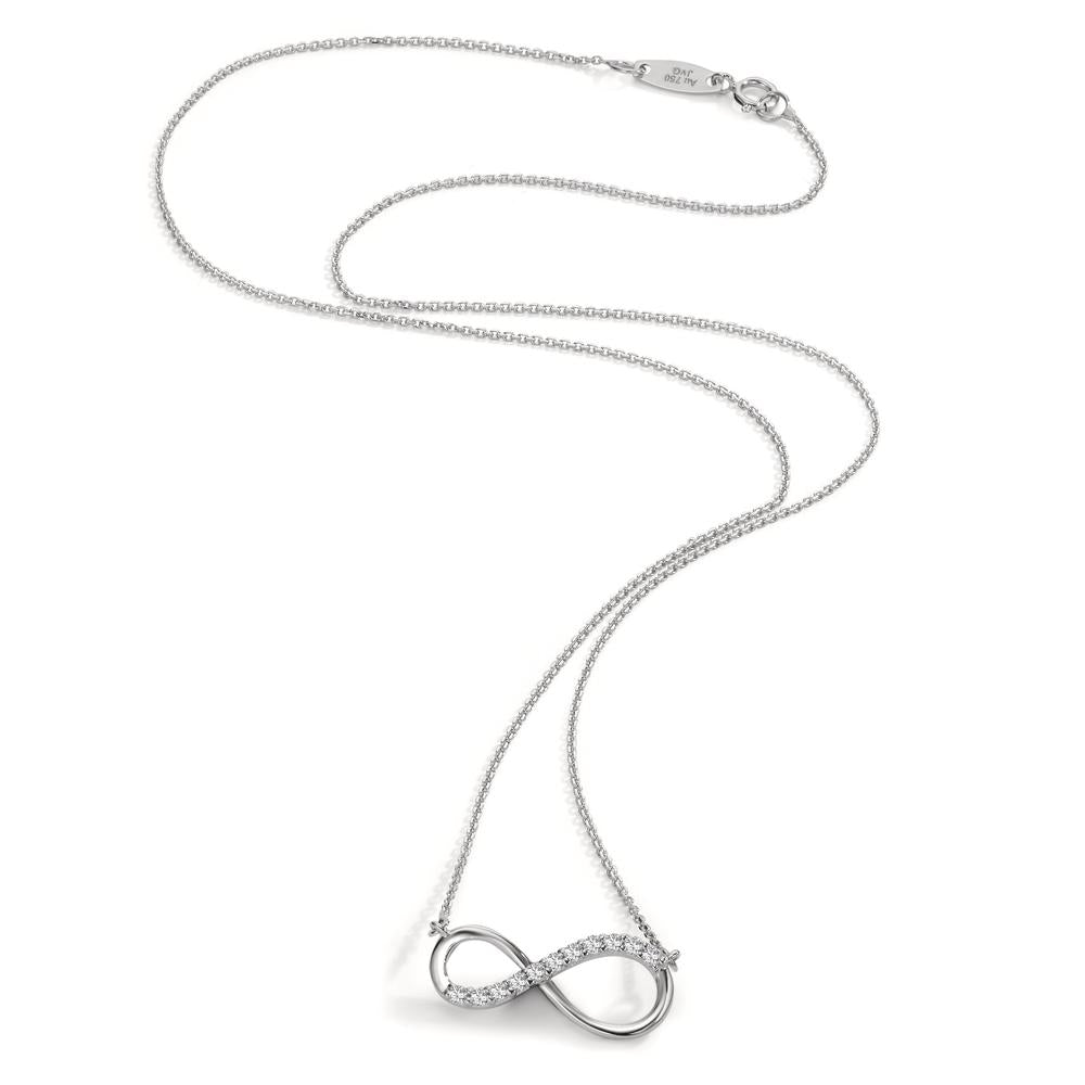 Collier Or blanc 18K Zircone 11 Pierres Infini 42 cm