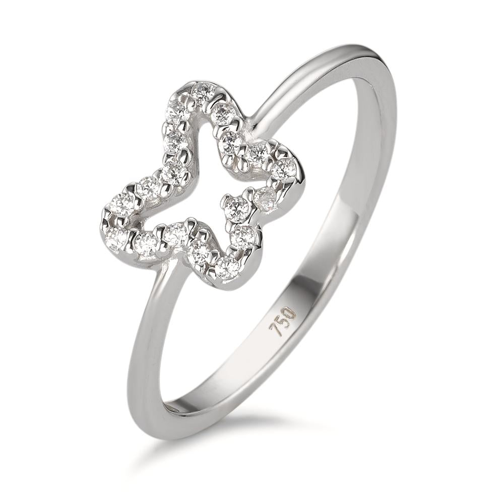 Bague Or blanc 18K Zircone Papillon