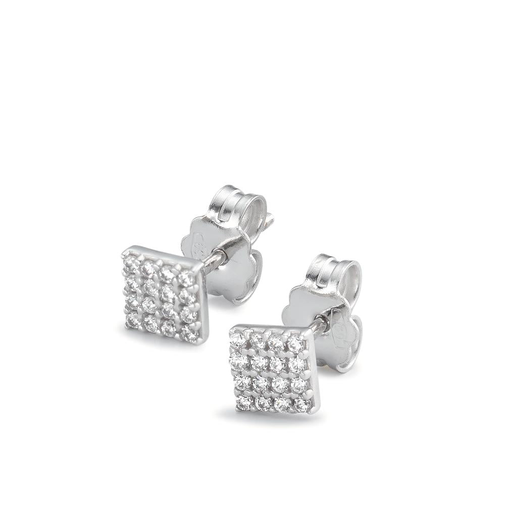 Clous d'oreilles Or blanc 18K Zircone 32 Pierres Ø4.5 mm