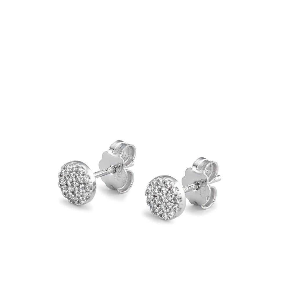 Clous d'oreilles Or blanc 18K Zircone Ø5.5 mm