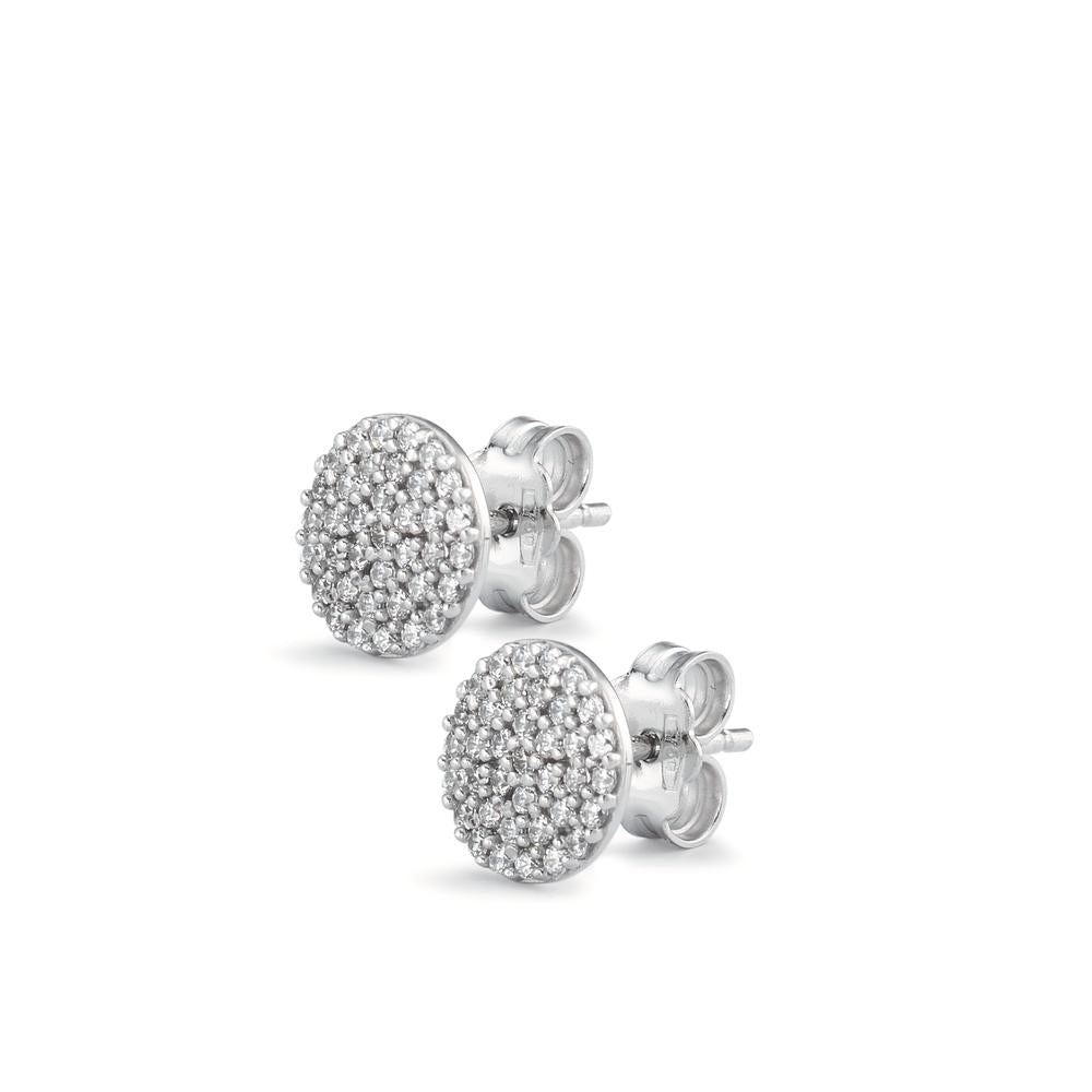 Clous d'oreilles Or blanc 18K Zircone Ø7.5 mm