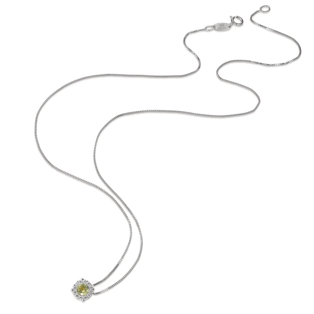 Collier Or blanc 9K Péridot 42 cm