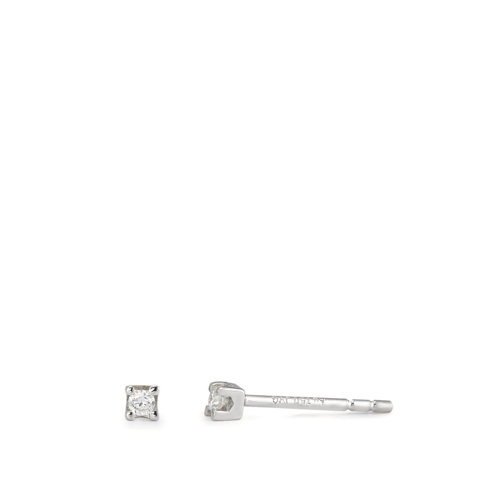 Clous d'oreilles Or blanc 18K Diamant 0.04 ct, 2 Pierres, w-si Ø2.2 mm